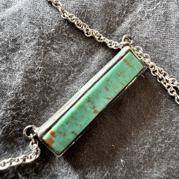 Sterling Silver Turquoise Bar Necklace - Picture 4 of 4
